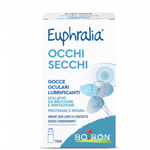 Fronte Confezione Euphralia Occhi Secchi Gocce Oculari Idratanti e Lubrificanti flacone da 10ml