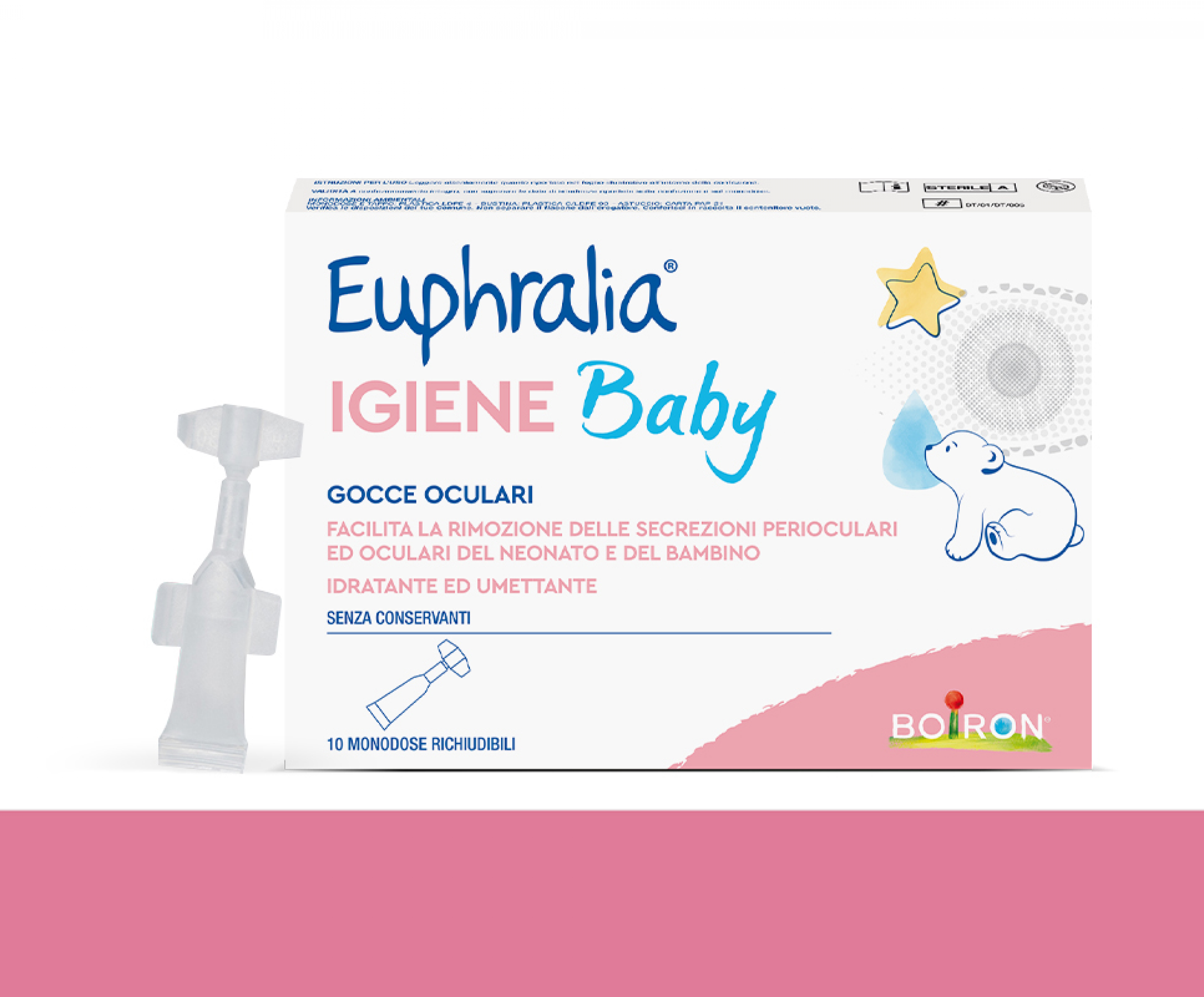 Euphralia Igiene Baby Gocce Oculari per Bambini Confezione da 30 monodosi e contenitore monodose 0,4ml