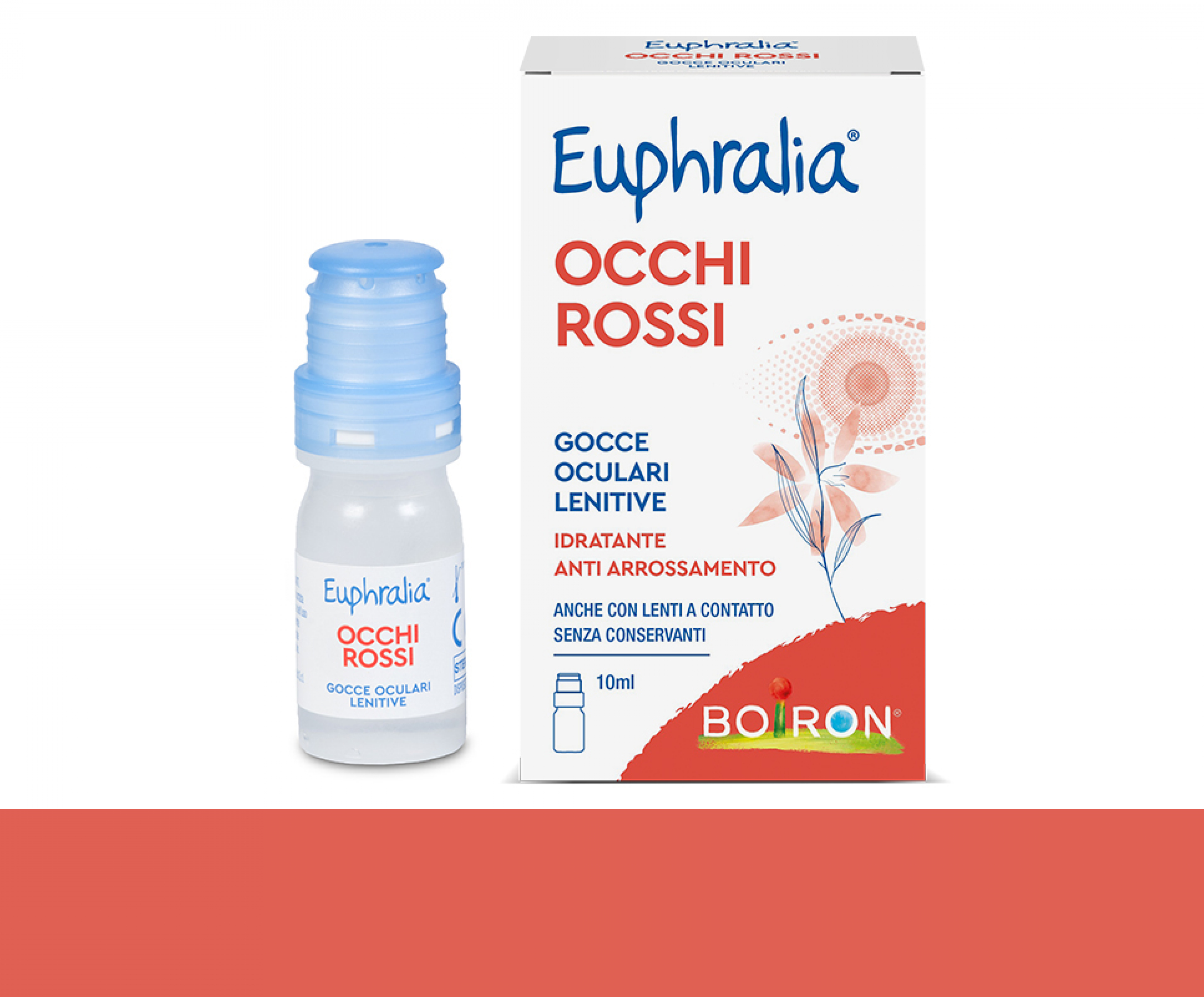 Euphralia Occhi Rossi Gocce Oculari Lenitive Fronte Confezione e Flacone 10ml