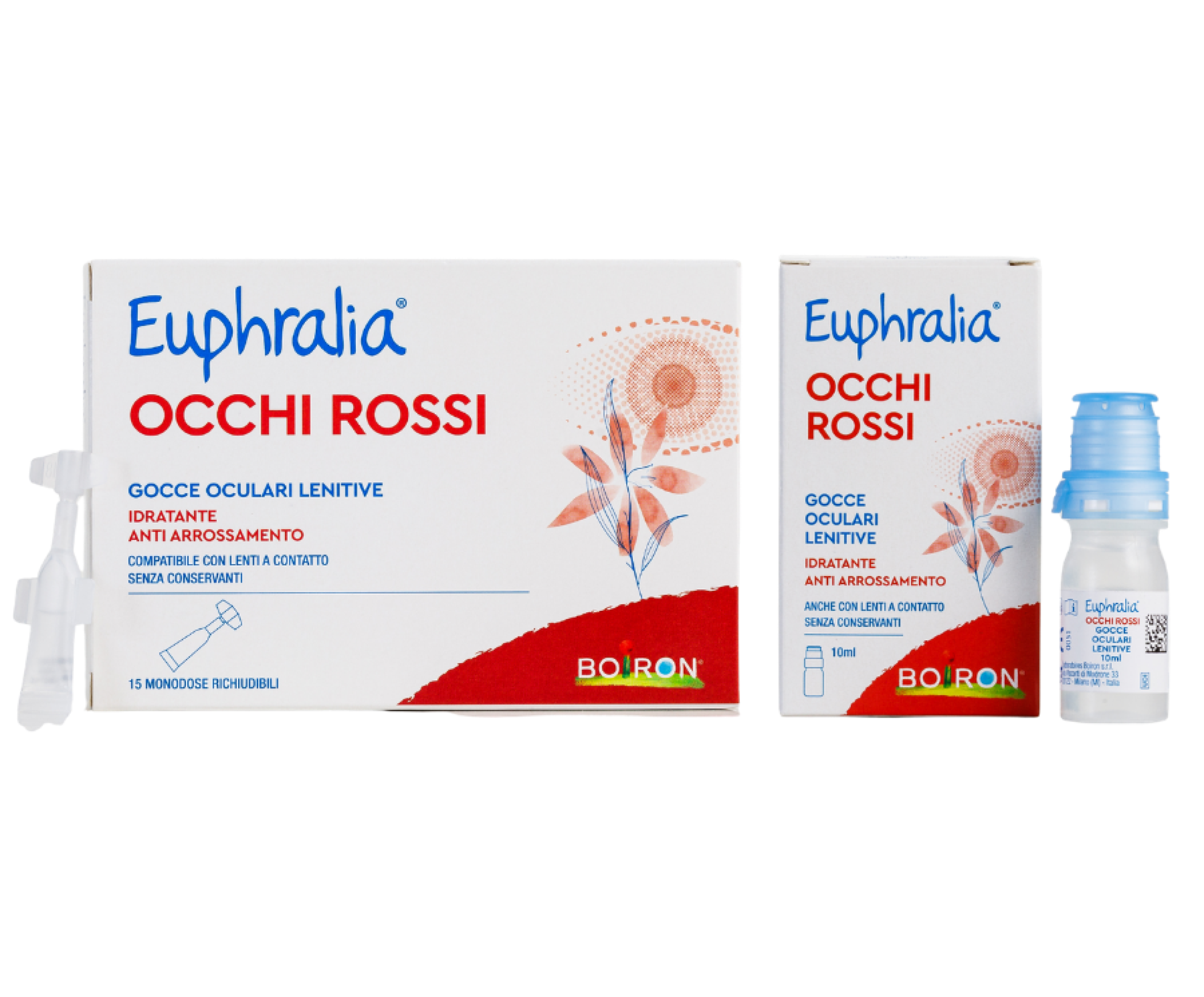Euphralia Occhi Rossi Gocce Oculari Lenitive Fronte Confezione e Flacone 10ml
